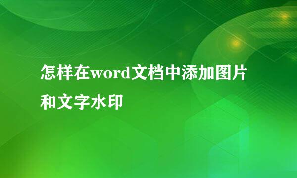 怎样在word文档中添加图片和文字水印