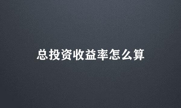 总投资收益率怎么算
