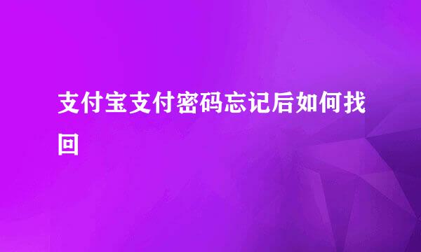支付宝支付密码忘记后如何找回