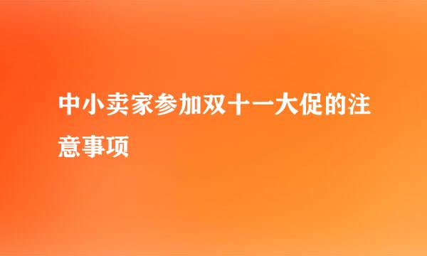 中小卖家参加双十一大促的注意事项
