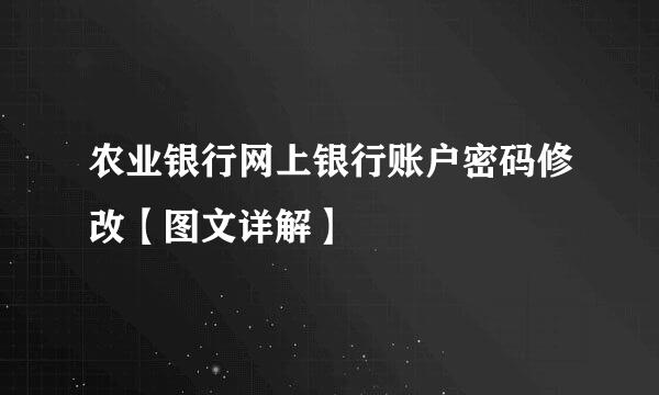 农业银行网上银行账户密码修改【图文详解】