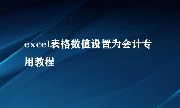 excel表格数值设置为会计专用教程