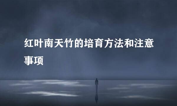 红叶南天竹的培育方法和注意事项