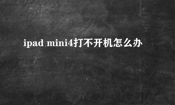 ipad mini4打不开机怎么办