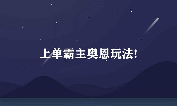 上单霸主奥恩玩法!