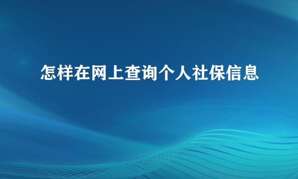 怎样在网上查询个人社保信息