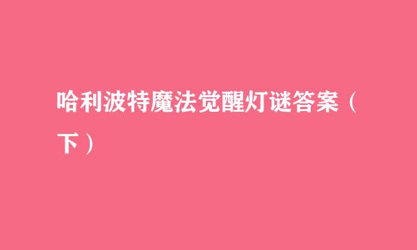 哈利波特魔法觉醒灯谜答案（下）