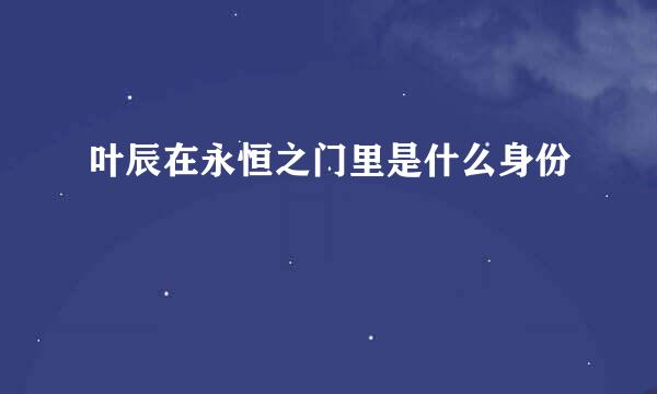 叶辰在永恒之门里是什么身份