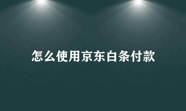 怎么使用京东白条付款
