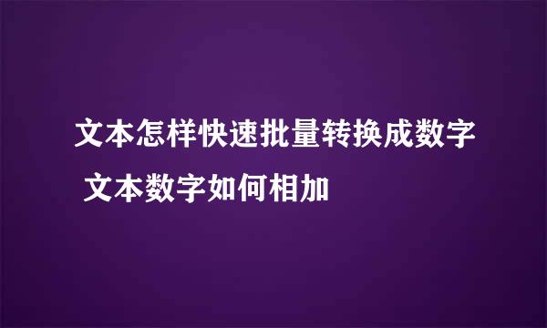 文本怎样快速批量转换成数字 文本数字如何相加