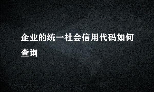 企业的统一社会信用代码如何查询
