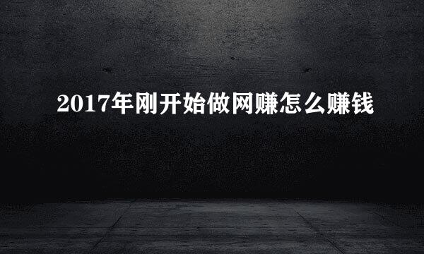 2017年刚开始做网赚怎么赚钱