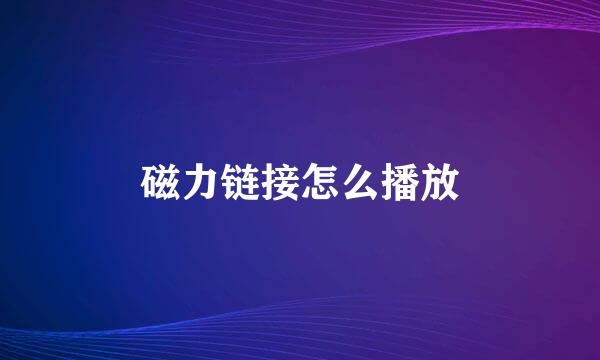 磁力链接怎么播放