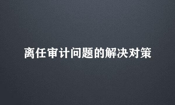 离任审计问题的解决对策