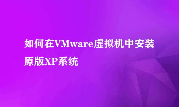 如何在VMware虚拟机中安装原版XP系统