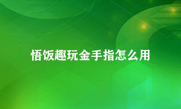 悟饭趣玩金手指怎么用
