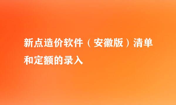 新点造价软件（安徽版）清单和定额的录入