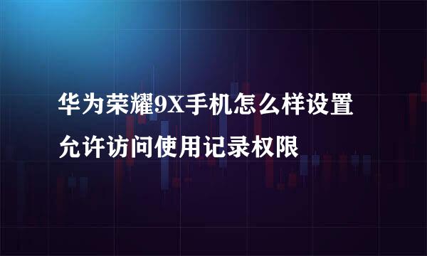华为荣耀9X手机怎么样设置允许访问使用记录权限