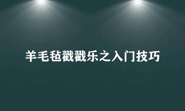 羊毛毡戳戳乐之入门技巧