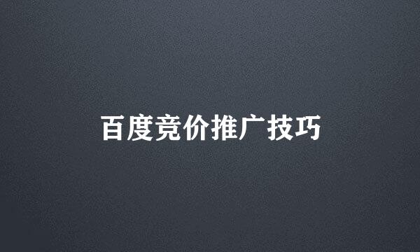 百度竞价推广技巧