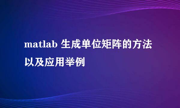 matlab 生成单位矩阵的方法以及应用举例