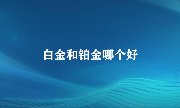 白金和铂金哪个好
