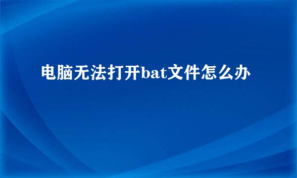 电脑无法打开bat文件怎么办