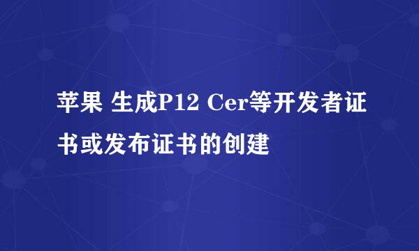 苹果 生成P12 Cer等开发者证书或发布证书的创建