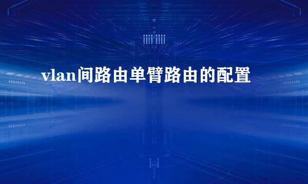 vlan间路由单臂路由的配置