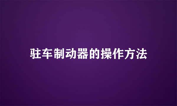 驻车制动器的操作方法
