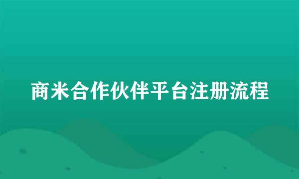 商米合作伙伴平台注册流程