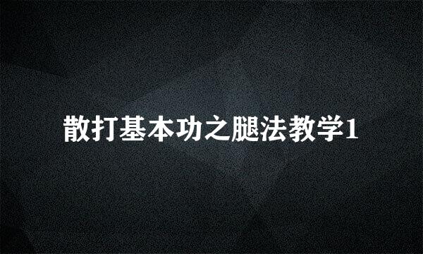 散打基本功之腿法教学1