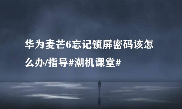 华为麦芒6忘记锁屏密码该怎么办/指导#潮机课堂#
