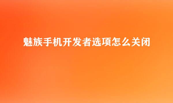 魅族手机开发者选项怎么关闭