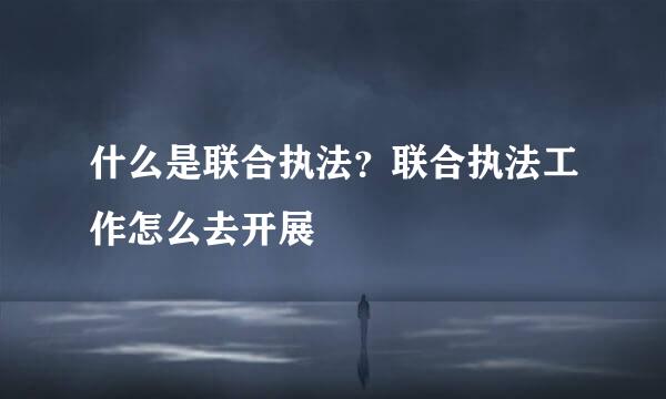 什么是联合执法？联合执法工作怎么去开展