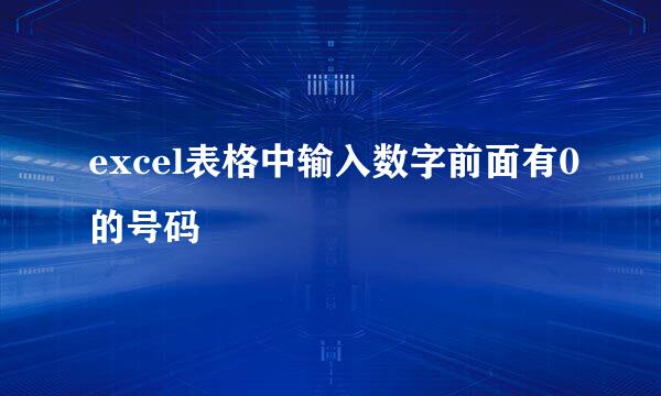 excel表格中输入数字前面有0的号码