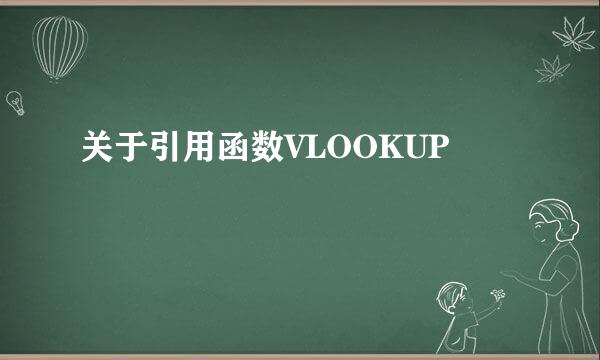 关于引用函数VLOOKUP