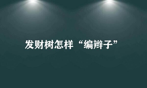 发财树怎样“编辫子”