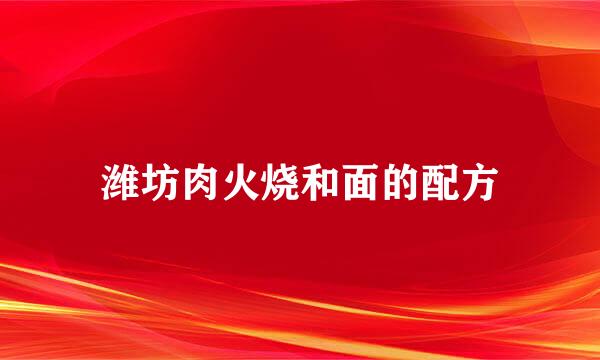 潍坊肉火烧和面的配方
