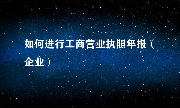 如何进行工商营业执照年报（企业）