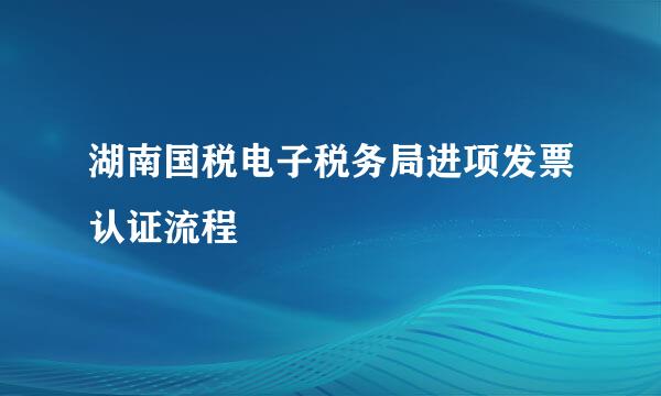 湖南国税电子税务局进项发票认证流程