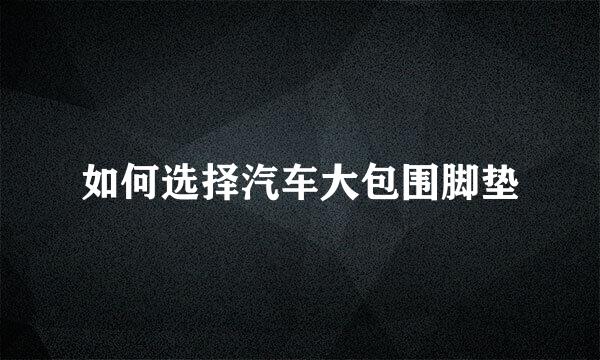 如何选择汽车大包围脚垫
