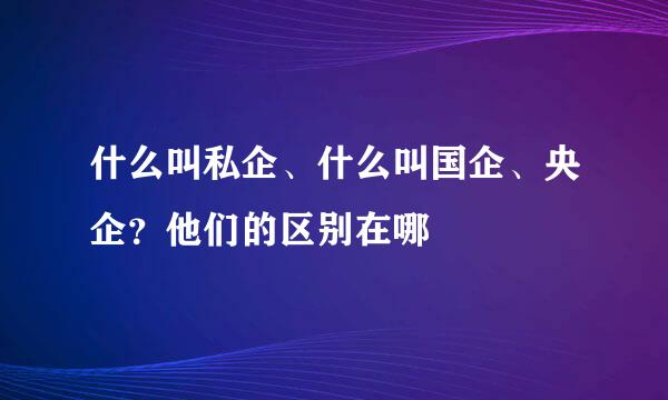 什么叫私企、什么叫国企、央企？他们的区别在哪