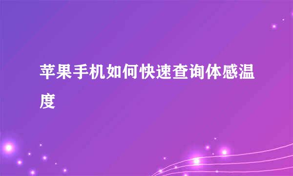 苹果手机如何快速查询体感温度