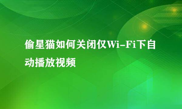 偷星猫如何关闭仅Wi-Fi下自动播放视频