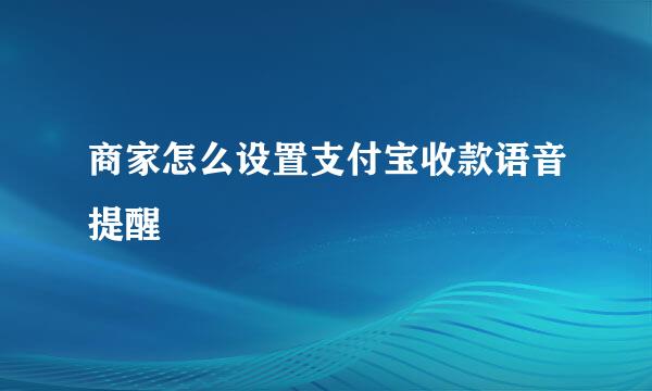 商家怎么设置支付宝收款语音提醒