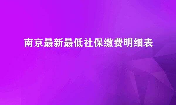 南京最新最低社保缴费明细表