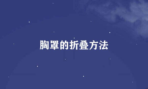 胸罩的折叠方法