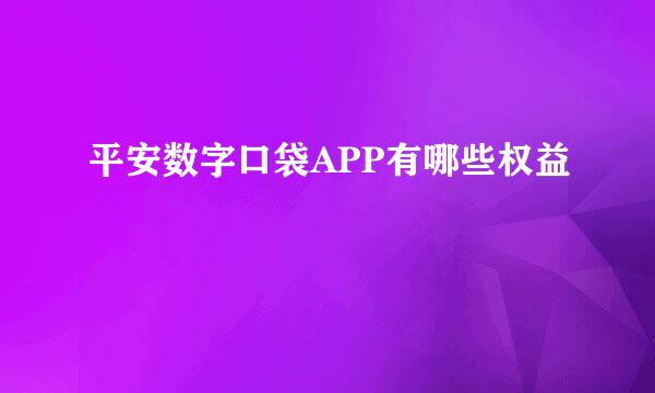 平安数字口袋APP有哪些权益
