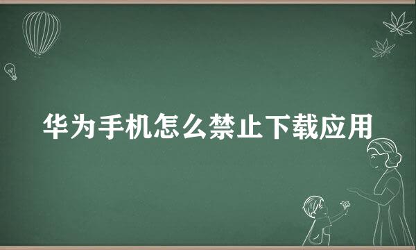 华为手机怎么禁止下载应用